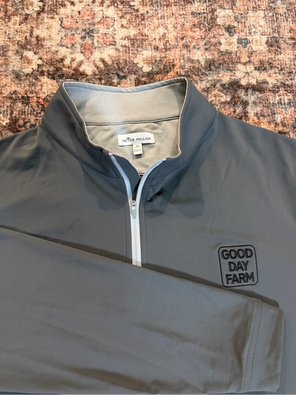 Peter Millar Crown Sport Men's XL Gray 1/4 Zip Mock Neck Pullover